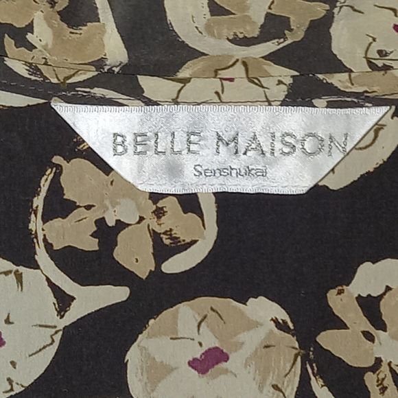 Size 10-12 Vintage Brown Floral Long Sleeve Blouse - Picture 6 of 6